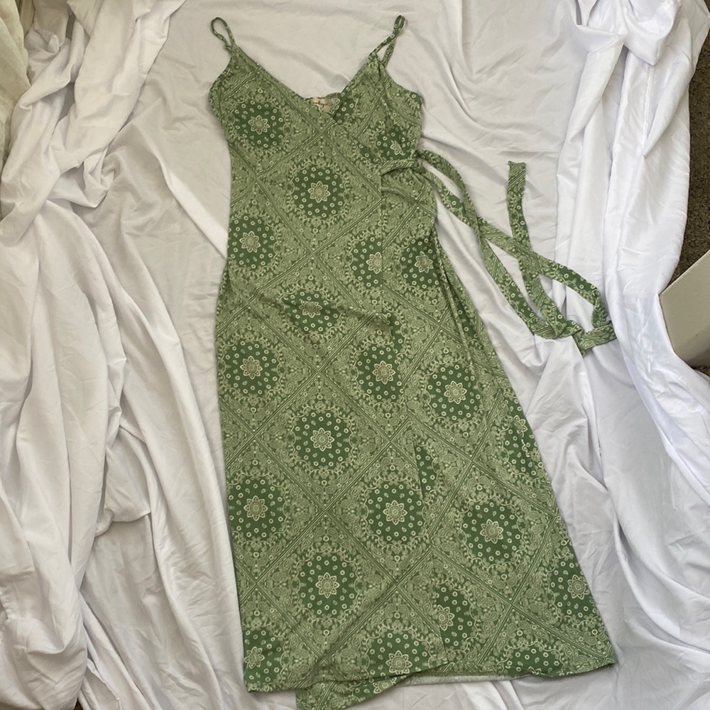 Green Paisley Wrap Dress